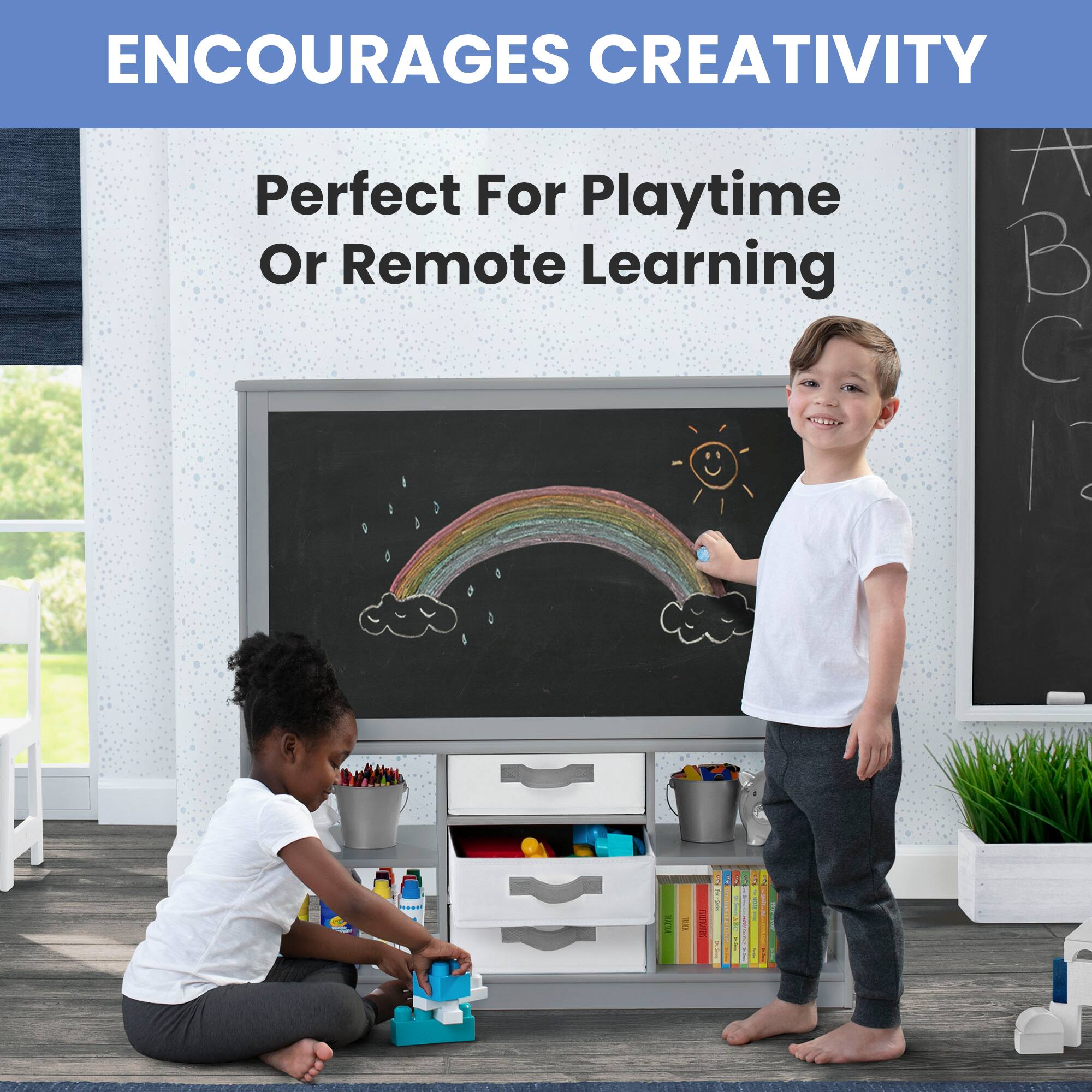 Delta Children At-Home Artist Center Deluxe Double-Sided Easel & Storage Unit